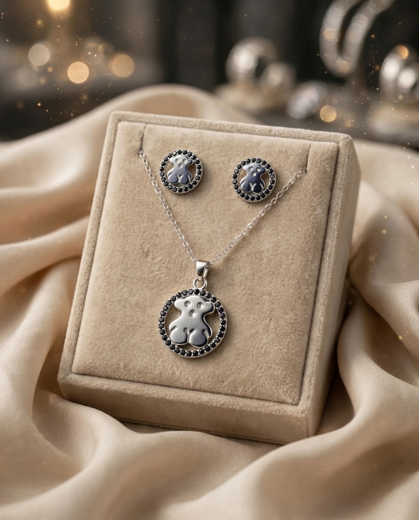 Set Oso Azabache en plata 925 — MARDAN JOYAS